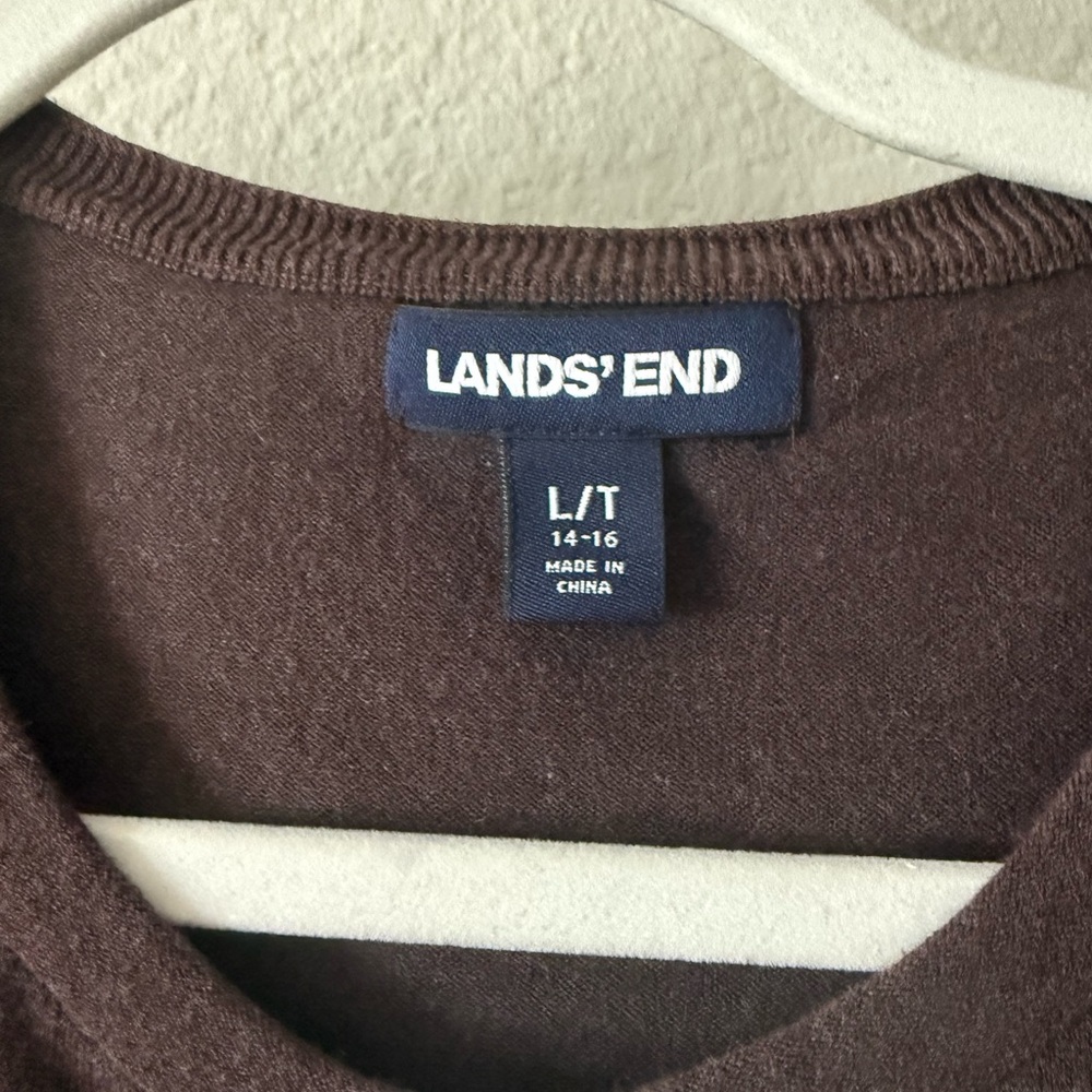 Lands' End Chocolate Brown Knit Cardigan - Picture 2 of 6